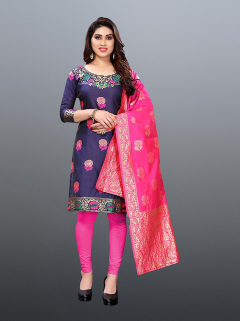 

Trendz Style Blue & Pink Unstitched Dress Material