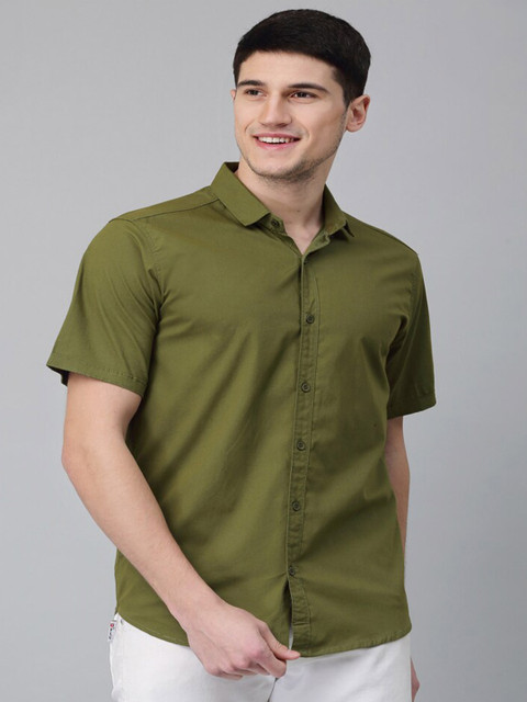

JAI TEXTILES Men Green Slim Fit Casual Shirt