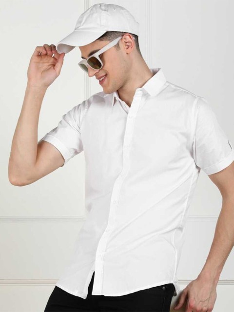 

JAI TEXTILES Men White Slim Fit Casual Shirt