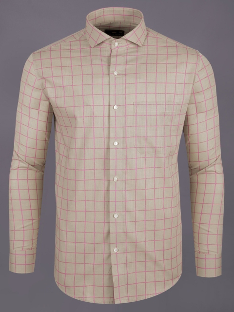 

FRENCH CROWN Men Brown Standard Tartan Checks Checked Formal Shirt