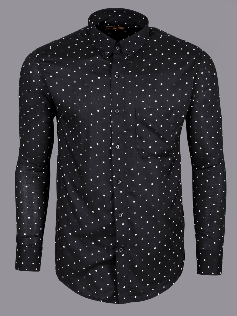 

FRENCH CROWN Men Black Standard Printed Formal Shirt