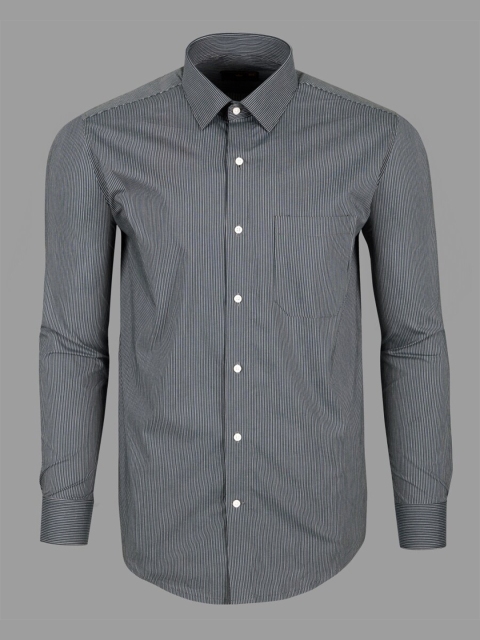 

FRENCH CROWN Men Grey Standard Striped Formal Shirt