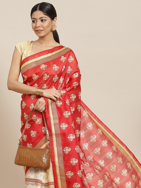 

Ishin Pink & Beige Ethnic Motifs Art Silk Bhagalpuri Saree