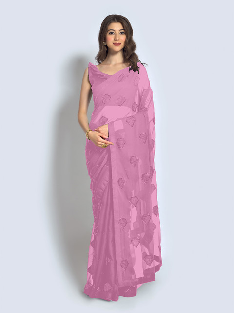 

elora Lavender Woven Design Pure Georgette Bhagalpuri Saree