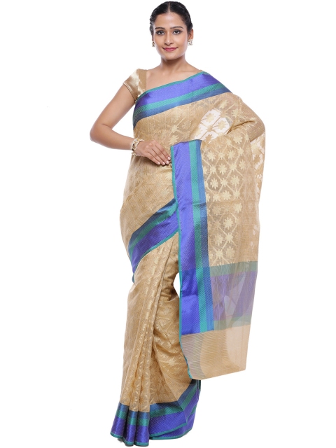 

Banarasi Style Beige Cotton Blend Woven Design Banarasi Saree