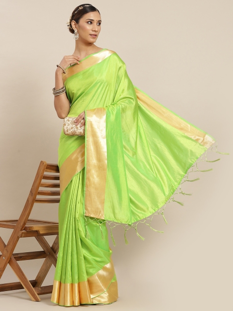 

Ishin Lime Green Zari Mysore Silk Saree