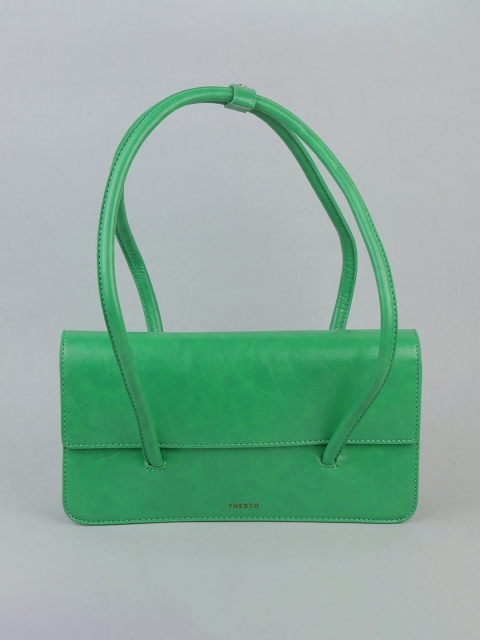 

THESTO Green Textured PU Oversized Shopper Handheld Bag