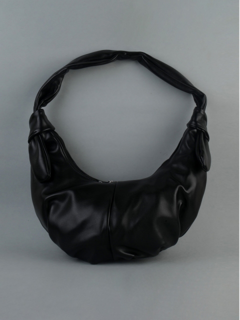 

THESTO Black PU Structured Shoulder Bag With Tasselled