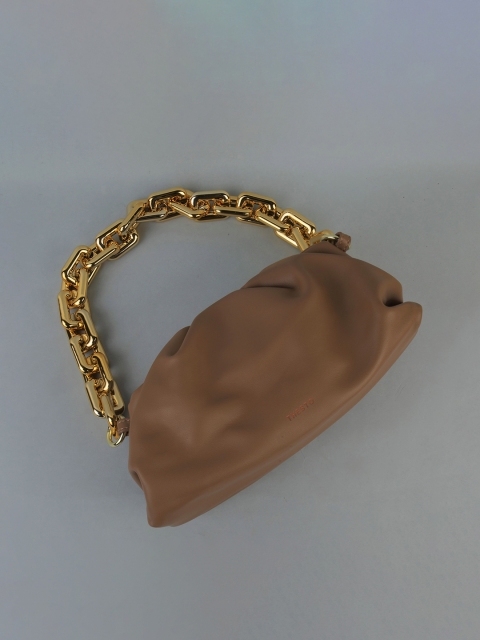 

THESTO Brown PU Oversized Half Moon Hobo Bag