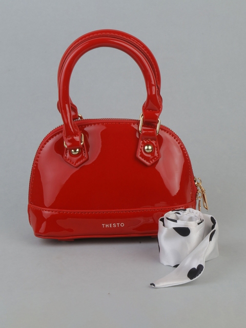 

THESTO Red PU Structured Handheld Bag