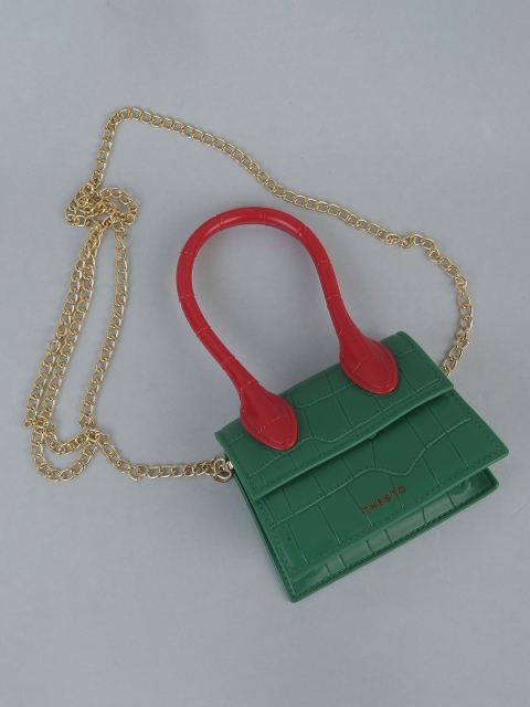 

THESTO Green Textured PU Structured Hobo Bag with Quilted