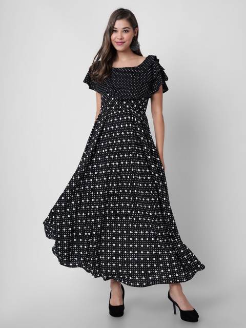 

DRESSAR Black Polka Dot Print Maxi Dress