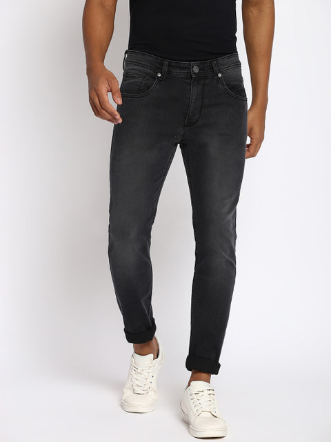 

abof Men Black Cotton Slim Fit Light Fade Jeans