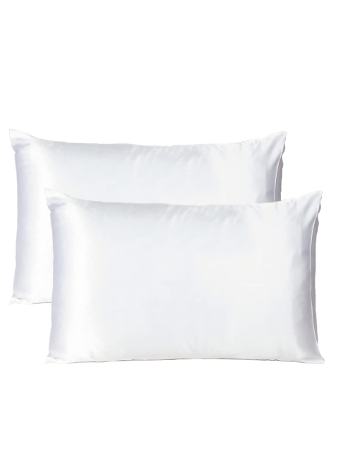 

OUSSUM Set Of 2 White Solid Satin Pillow Covers