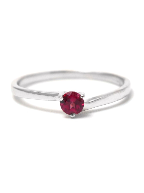 

HIFLYER JEWELS Rhodium Plated Red Stone Studded Ring, Silver