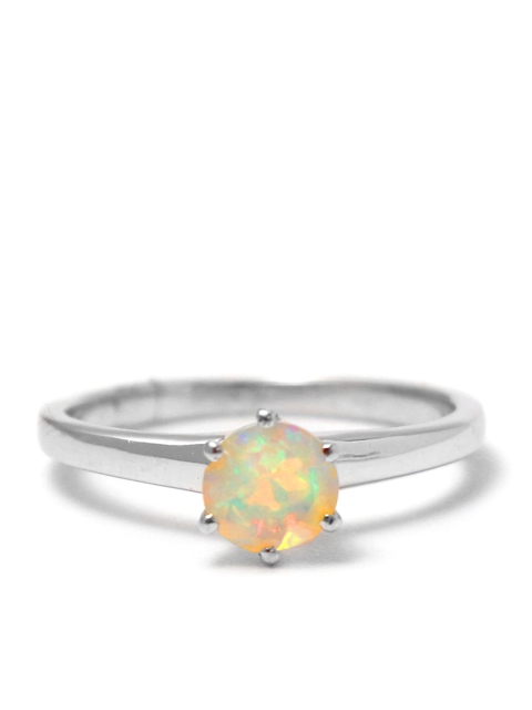 

HIFLYER JEWELS 925 Sterling Silver Rhodium-Plated Yellow Stone-Studded Finger Ring
