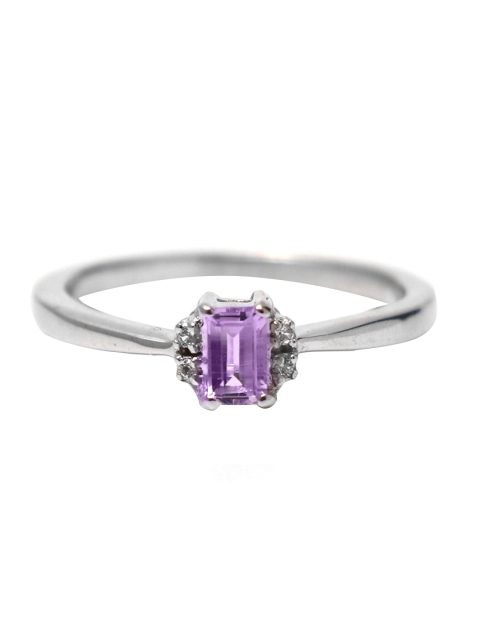 

HIFLYER JEWELS 92.5 Sterling Silver Rhodium-Plated Purple Stone-Studded Finger Ring