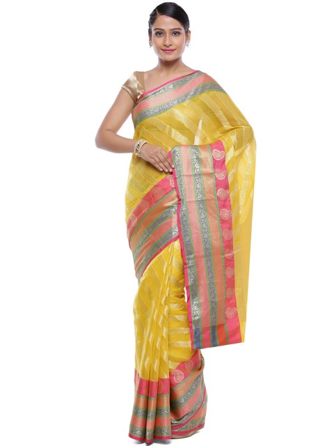

Banarasi Style Yellow Woven Design Banarasi Saree