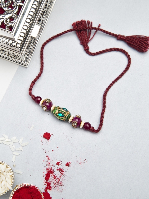

CURIO COTTAGE Green Stone Embedded Rakhi