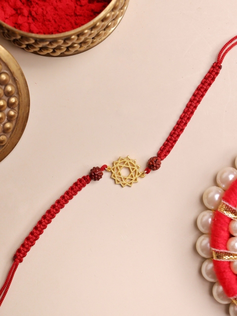

CURIO COTTAGE Women Red & Gold-Toned The Anahata Heart Chakra Rakhi