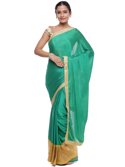 

Banarasi Style Sea Green Chiffon Solid Banarasi Saree