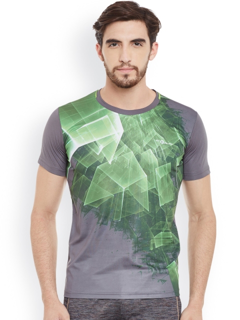 

Duke Men Charcoal Grey & Green Printed Round Neck T-shirt