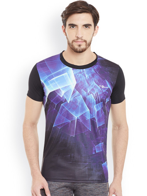 

Duke Men Black & Blue Printed Round Neck T-shirt