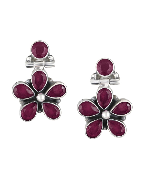 

Silvora by Peora Magenta Contemporary Drop Earrings