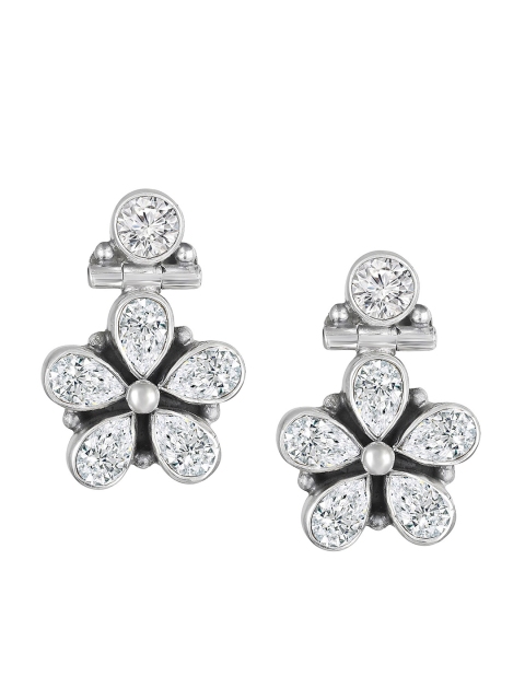 

Silvora by Peora Women White Floral Drop Earrings