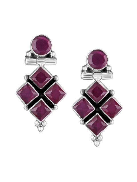 

Silvora by Peora Magenta Contemporary Drop Earrings