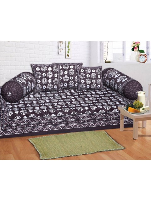 

INDHOME LIFE Set Of 6 Black & White Printed Bedsheet With 2 Bolsters & 3 Cushion Covers