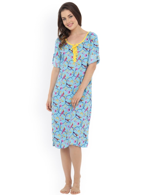 

Heart 2 Heart Blue Printed Nightdress LN68BIRDBL