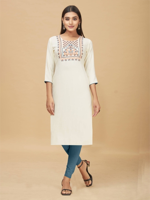 

nirja Fab Women White Embroidered Kurta