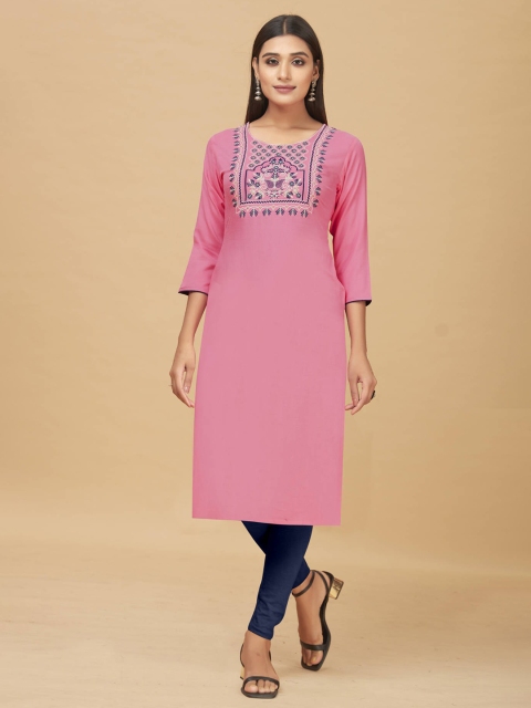 

nirja Fab Women Pink Ethnic Motifs Yoke Design Kurta