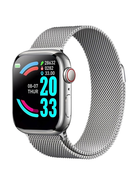 

I KALL Sliver W4 Bluetooth Calling smartwatch with Stainless Steel strap, Silver