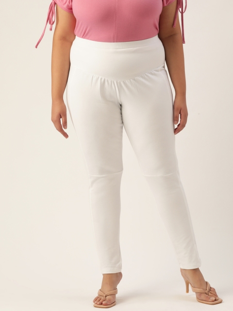 

Revolution Women White High-Rise Easy Wash Plus Size Trousers