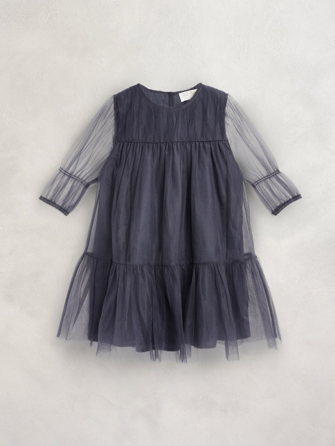 

Cherry Crumble Navy Blue A-Line Ruffle Dress