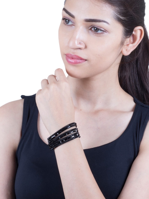 

Ayesha Black Multistranded Textured Bracelet