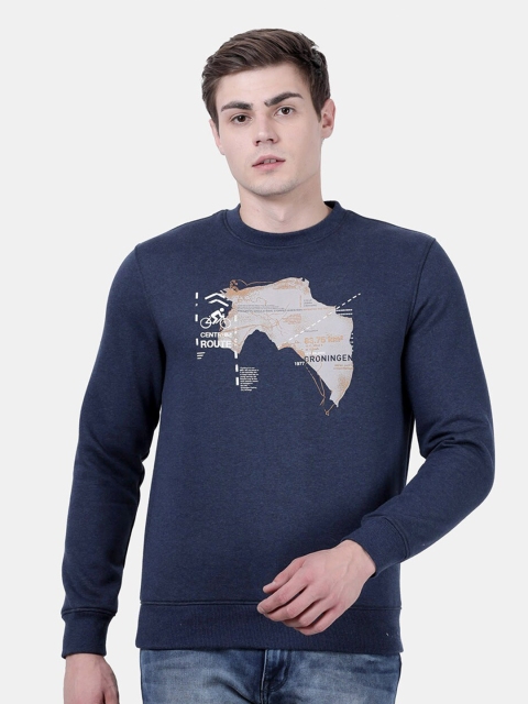 

t-base Men Blue Printed Sweatshirt