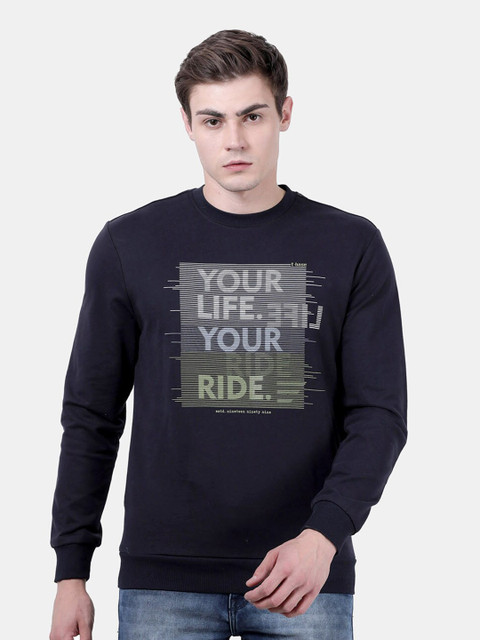 

t-base Men Navy Blue Printed Sweatshirt