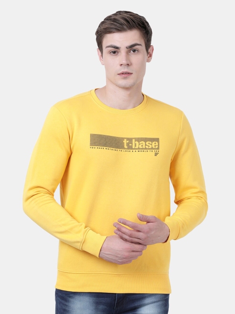 

t-base Men Yellow Printed Sweatshirt