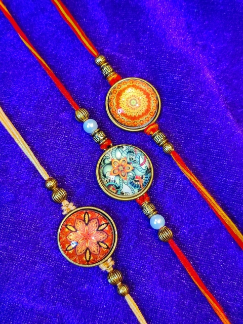 

CRAYTON Men Red & Orange Coloured Set Of 3 3D Crayton Rakhi