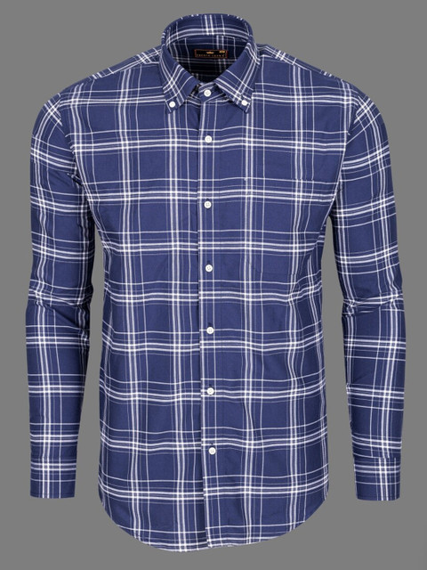 

FRENCH CROWN Men Blue Standard Checked Formal Shirt