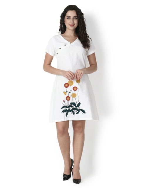 

Again fashions White & magnolia A-Line Dress