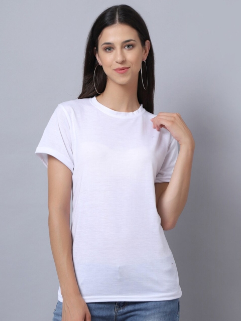 

UnaOne Women White Extended Sleeves Slim Fit T-shirt