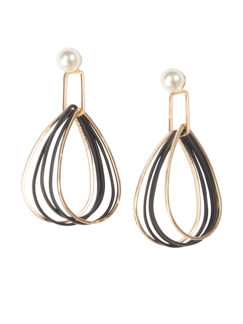 

Ayesha Gold-Toned & Black Teardrop Shaped Drop Earrings