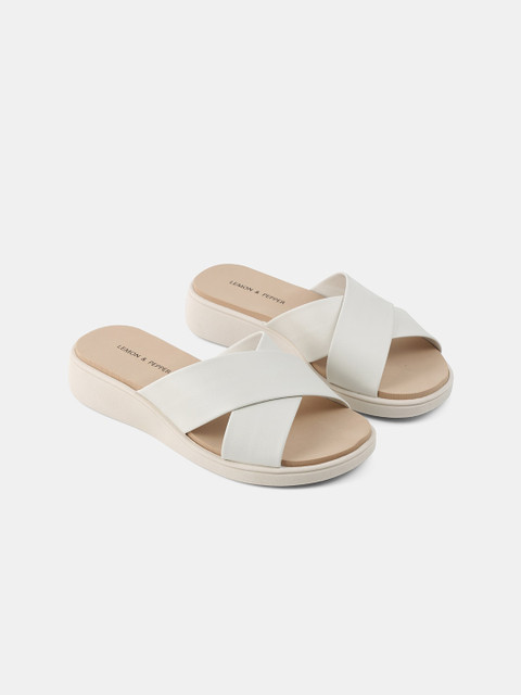 

LEMON & PEPPER Women Off White Embellished Flats