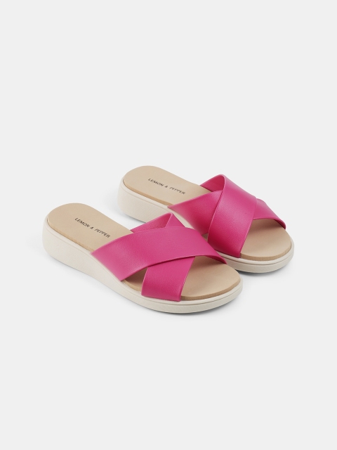 

LEMON & PEPPER Women Pink Colourblocked Flats