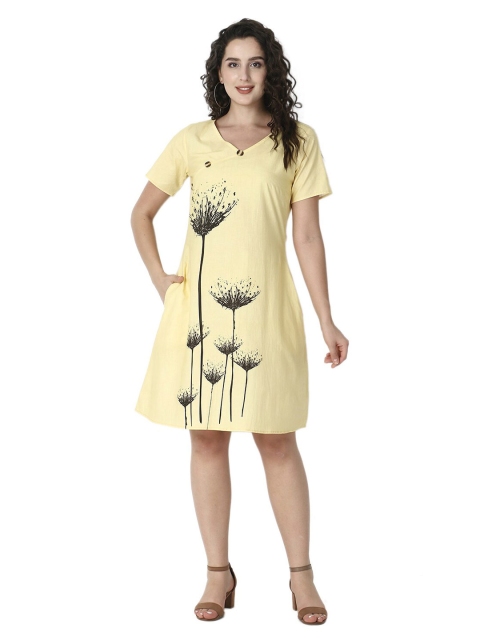 

Again fashions Yellow A-Line Dress