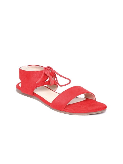 

Lavie Women Red Solid Open-Toe Flats